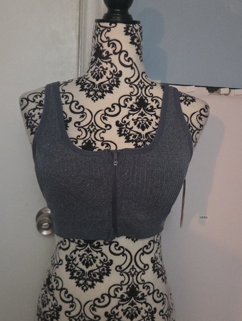 Ryka Gray Front-Zip Sports Bra